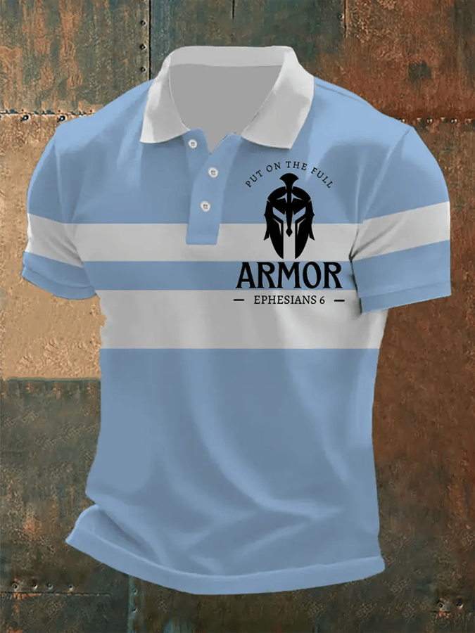 Camisa polo retro Faith casual estampado para hombre