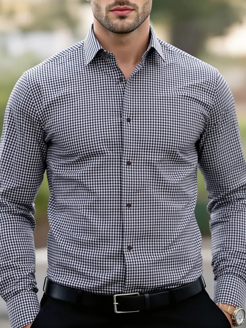 Camisa Street Style ejecutivo casual estampado de manga larga para hombre