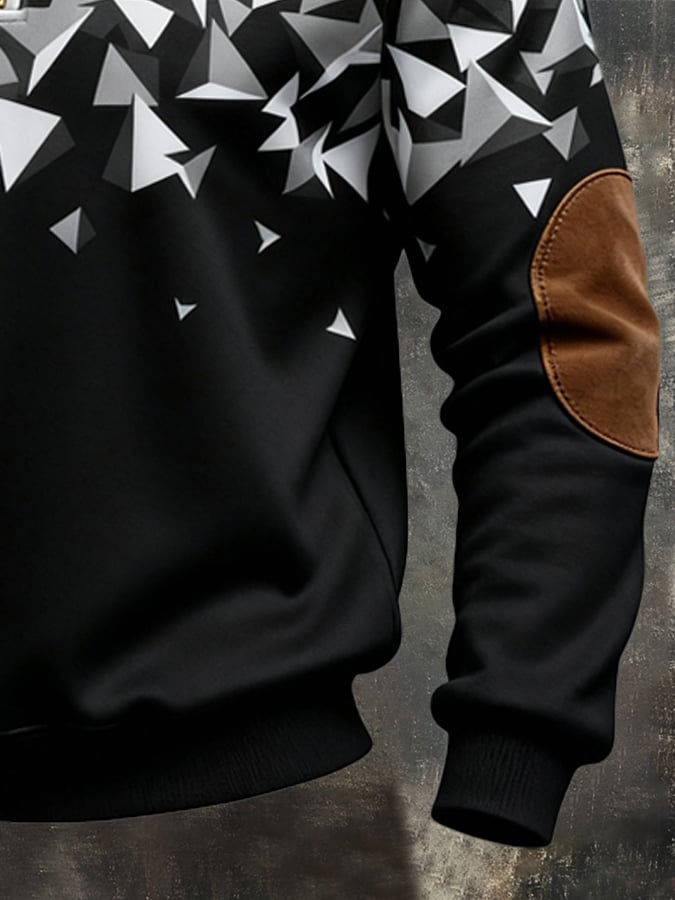 Sudadera retro en bloques de color estampado cierre para hombre