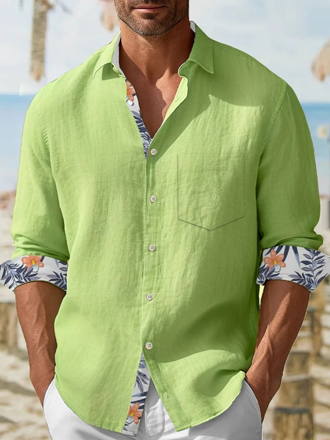 Camisa casual estampado de manga larga para hombre