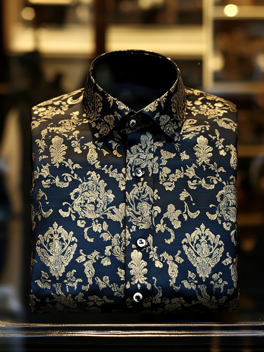 Camisa seda de lujo ejecutivo de manga larga para hombre
