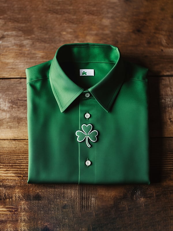 Camisa Party St. Patrick's Day casual de manga larga para hombre