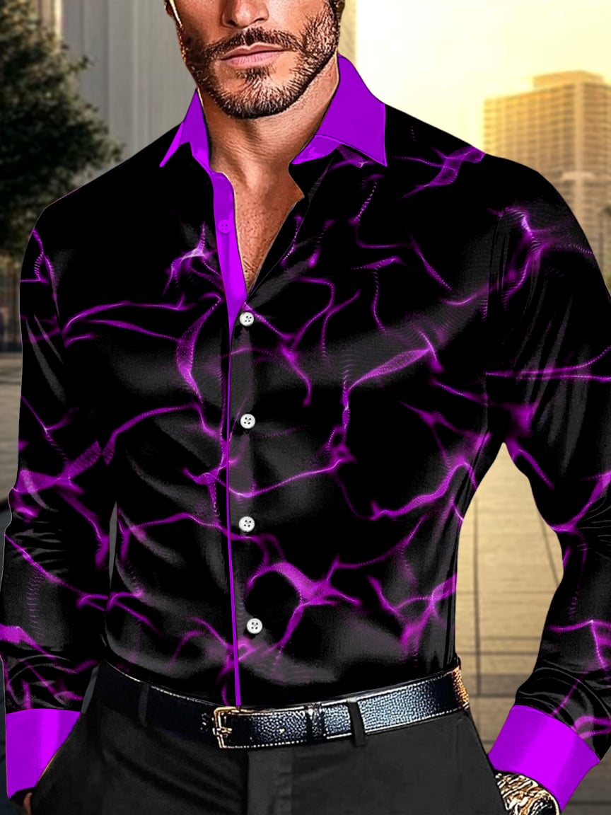 Camisa satén Luxe de manga larga con botones para hombre