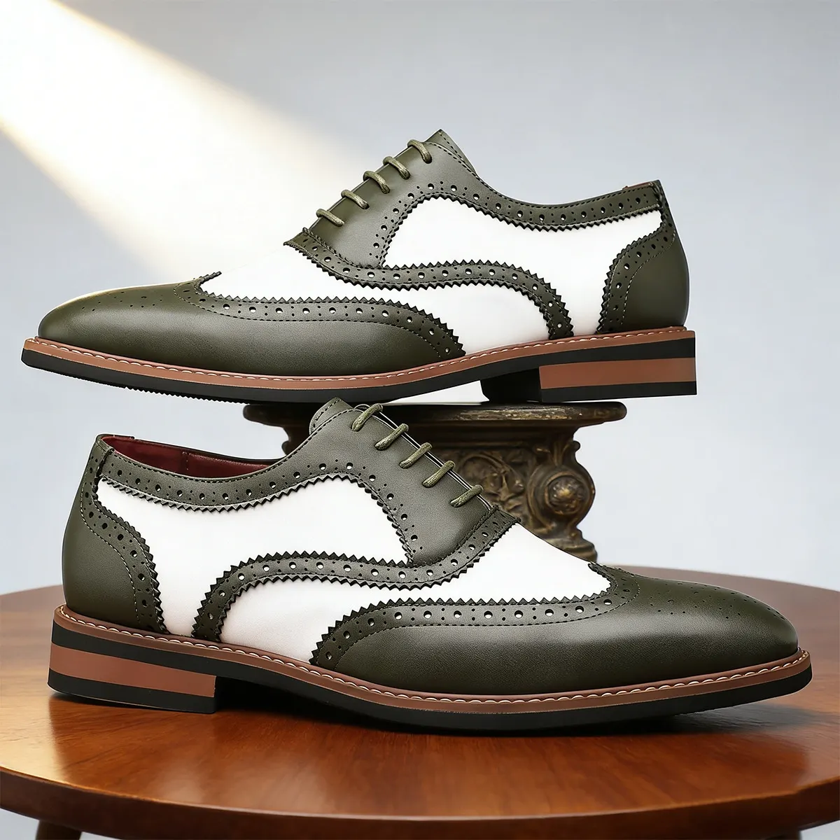 para hombre vintage Two Tone Brogue Wingtip Lace Up Dress zapatos