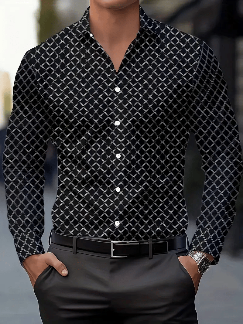 Camisa ejecutivo casual a rayas de manga larga para hombre