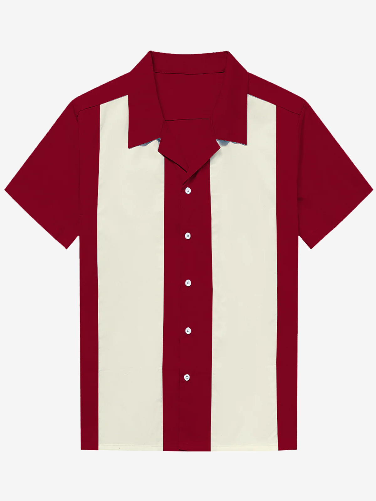 para hombre Cuban Collar 50's retro Camp Bowling Blue de manga corta camisa