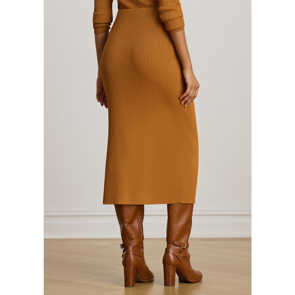 Rib-Knit Pencil Midi Skirt - 2