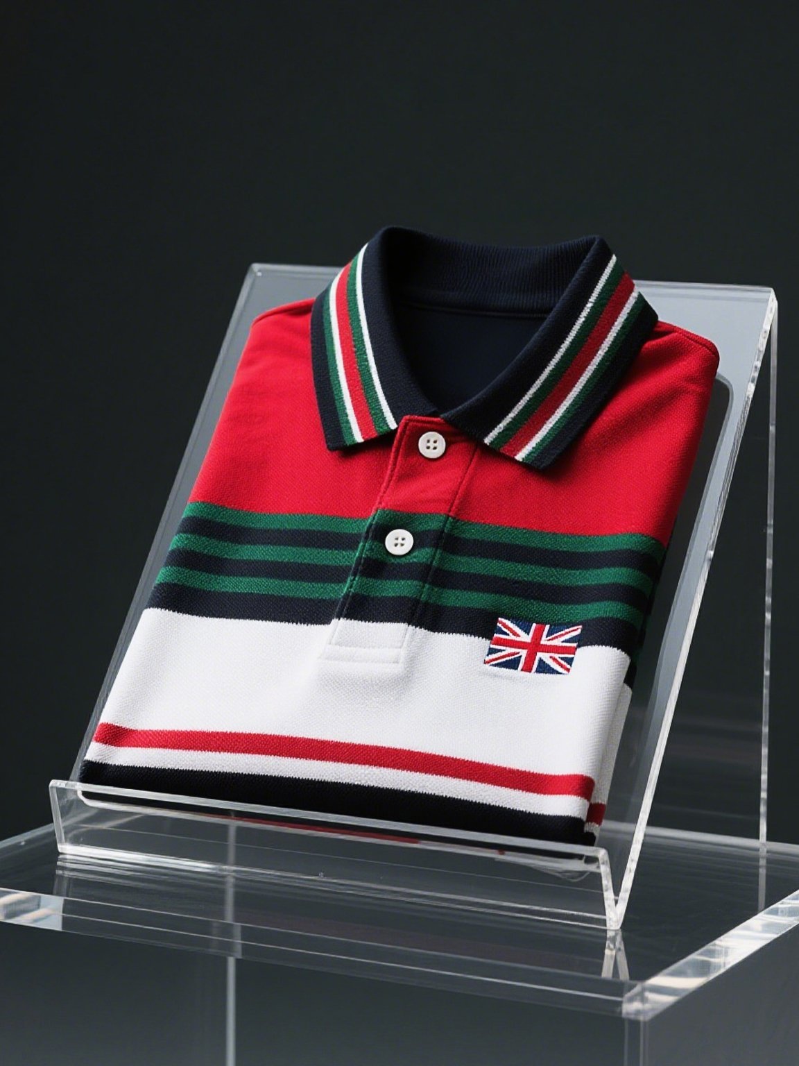 Camisa polo ejecutivo casual Union Jack Button de manga corta para hombre