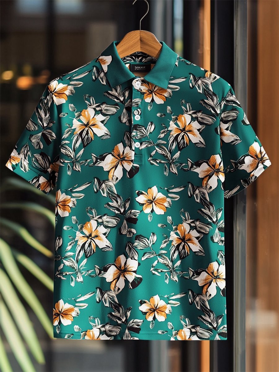 Camisa polo casual ejecutivo Button de manga corta para hombre