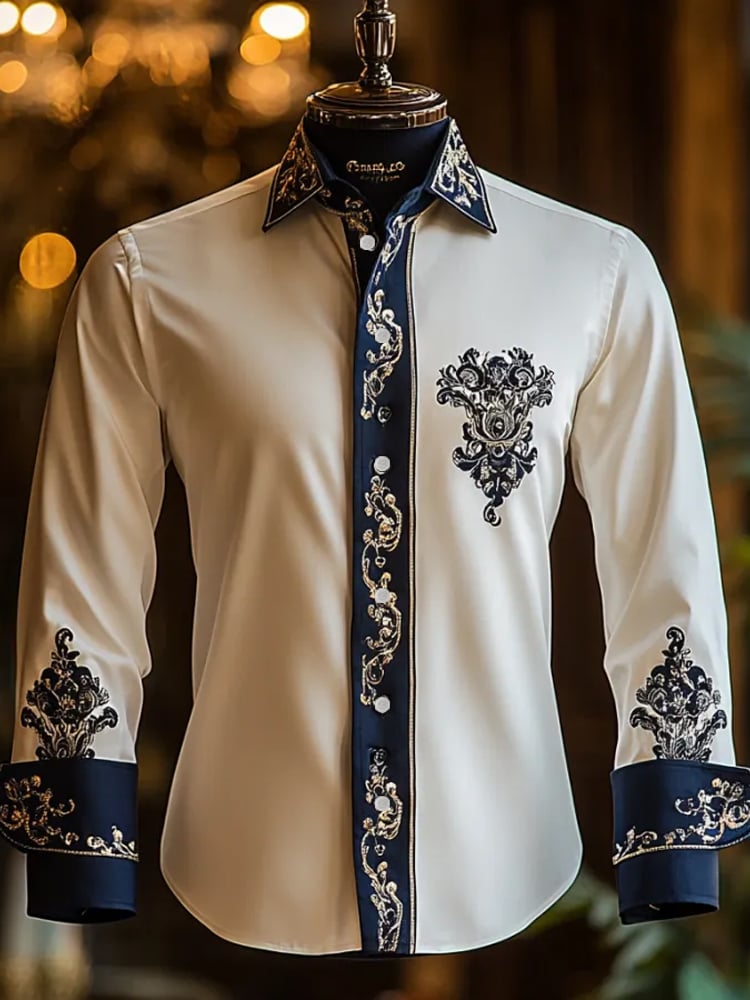 Camisa seda ejecutivo de lujo de manga larga para hombre