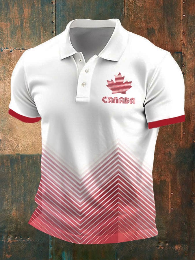 Camisa polo Canadian Maple Leaf retro casual para hombre