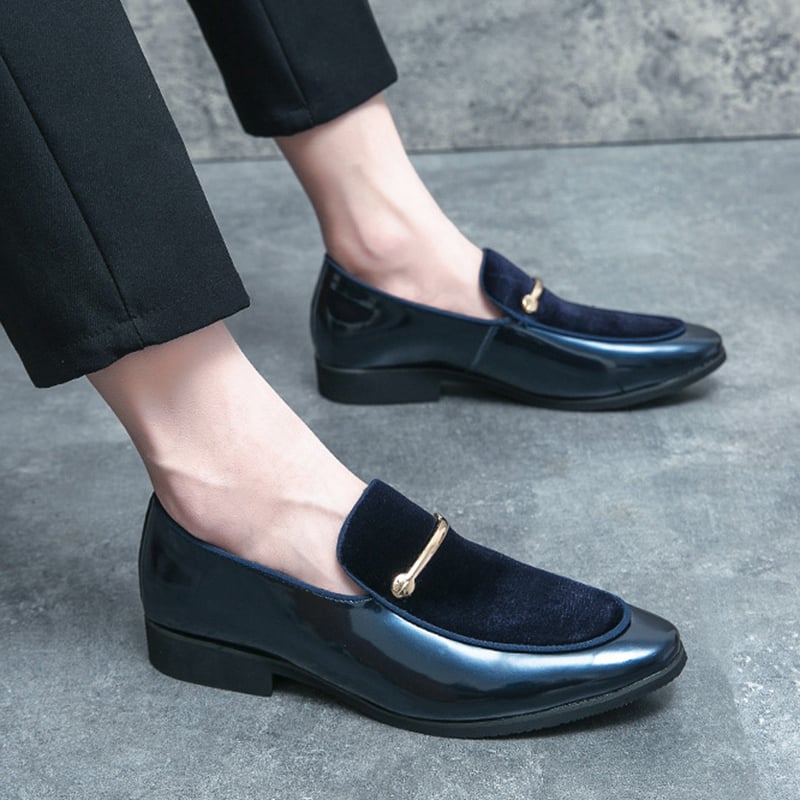 Zapatos de moda British Style de color sólido Patent cuero gamuza ejecutivo casual cuero