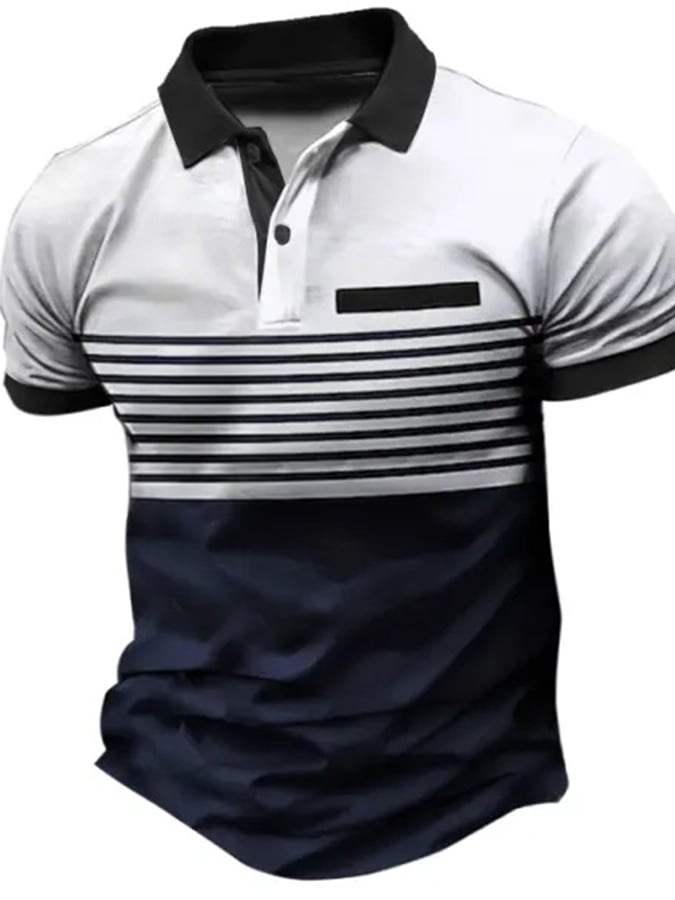Camisa polo de modaable Contrast Color de manga corta para hombre