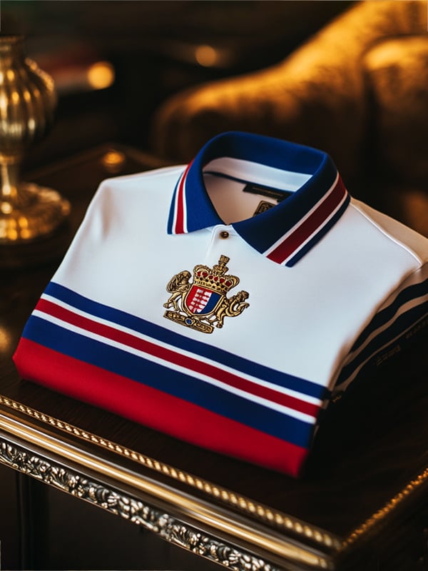 Camisa polo ejecutivo rayas Logo con botones de manga corta para hombre