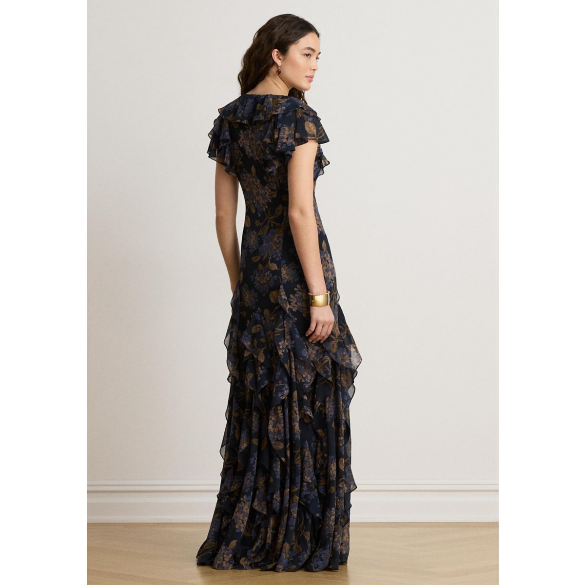Women's Floral Ruffle-Trim Georgette Gown - 2