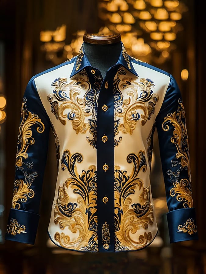 Camisa ejecutivo Ethnic diseño solapa para hombre