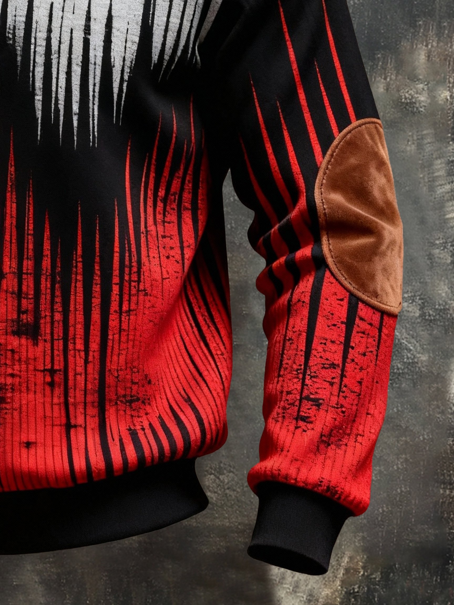 Sudadera retro en bloques de color estampado Color-Blocked con cierre para hombre
