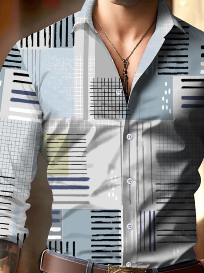 Ejecutivo Style geométrico Princamiseta para hombre