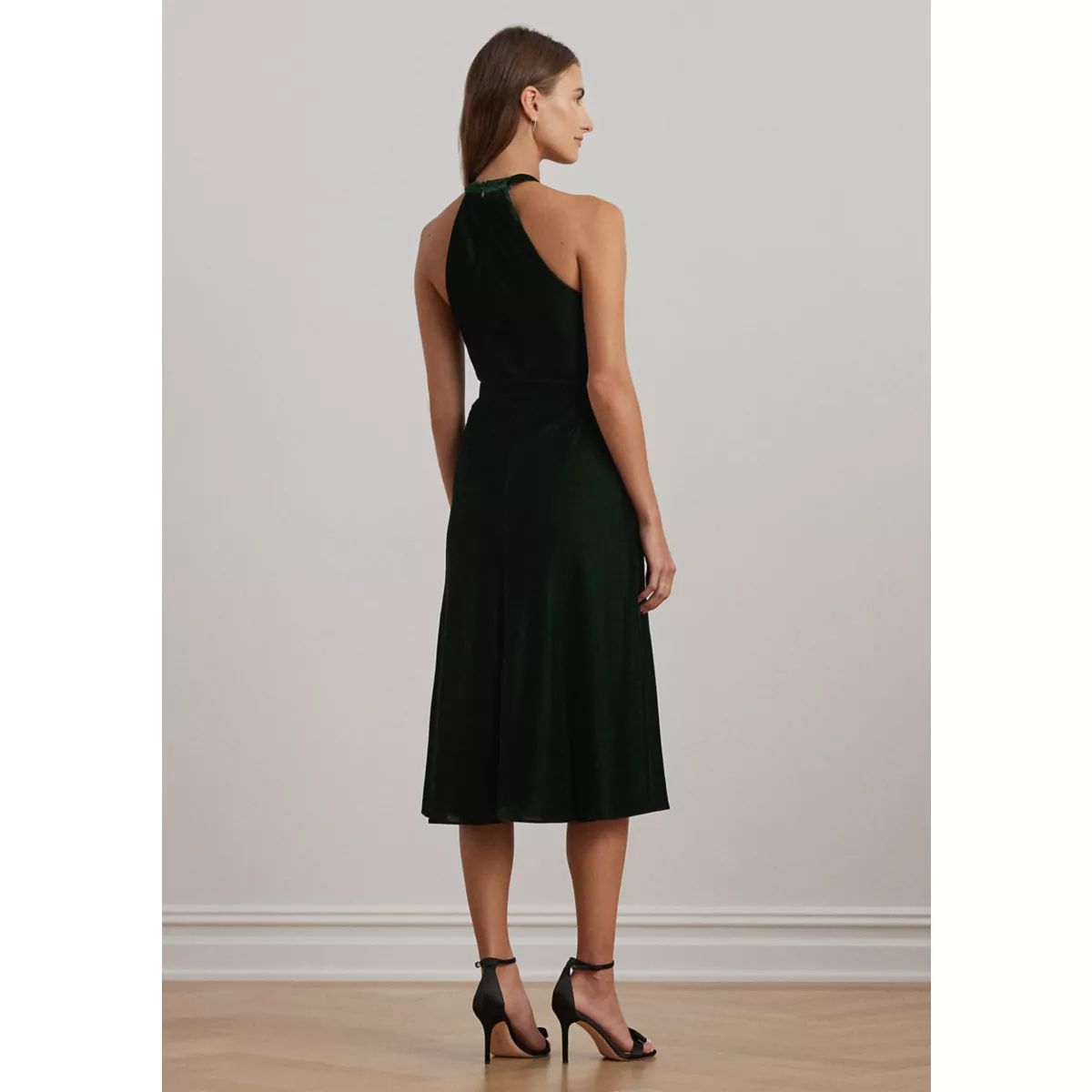 Belted Velvet Halter Dress - 2