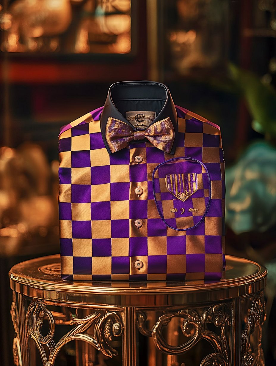 Camisa Purple Carnival Theme de lujo seda de manga larga (Accessories Not Included) para hombre