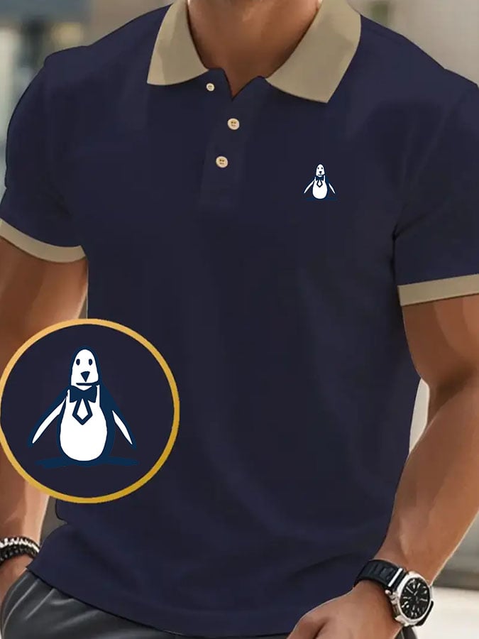 Camisa polo clásico casual ejecutivo de moda en bloques de color para hombre