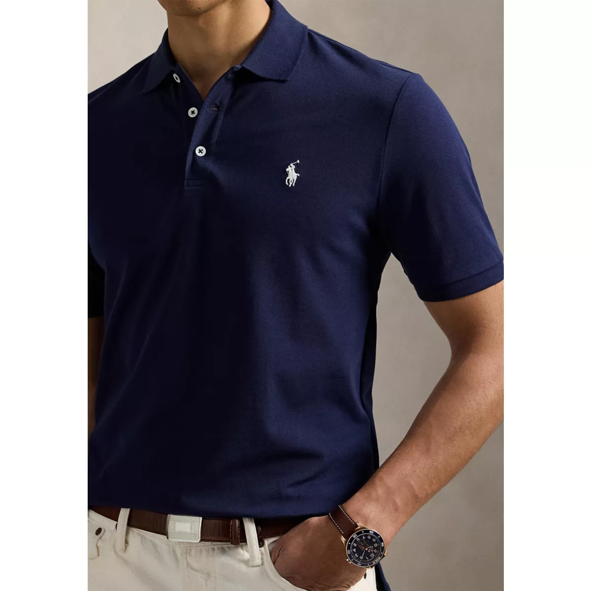 Classic Fit Stretch Mesh Polo Shirt - 3