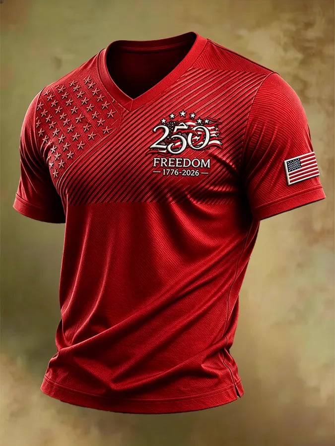 Camiseta retro Independence Day Patriot V-Neck para hombre