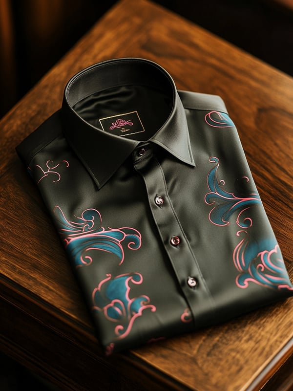 Camisa Wave de manga corta con botones para hombre