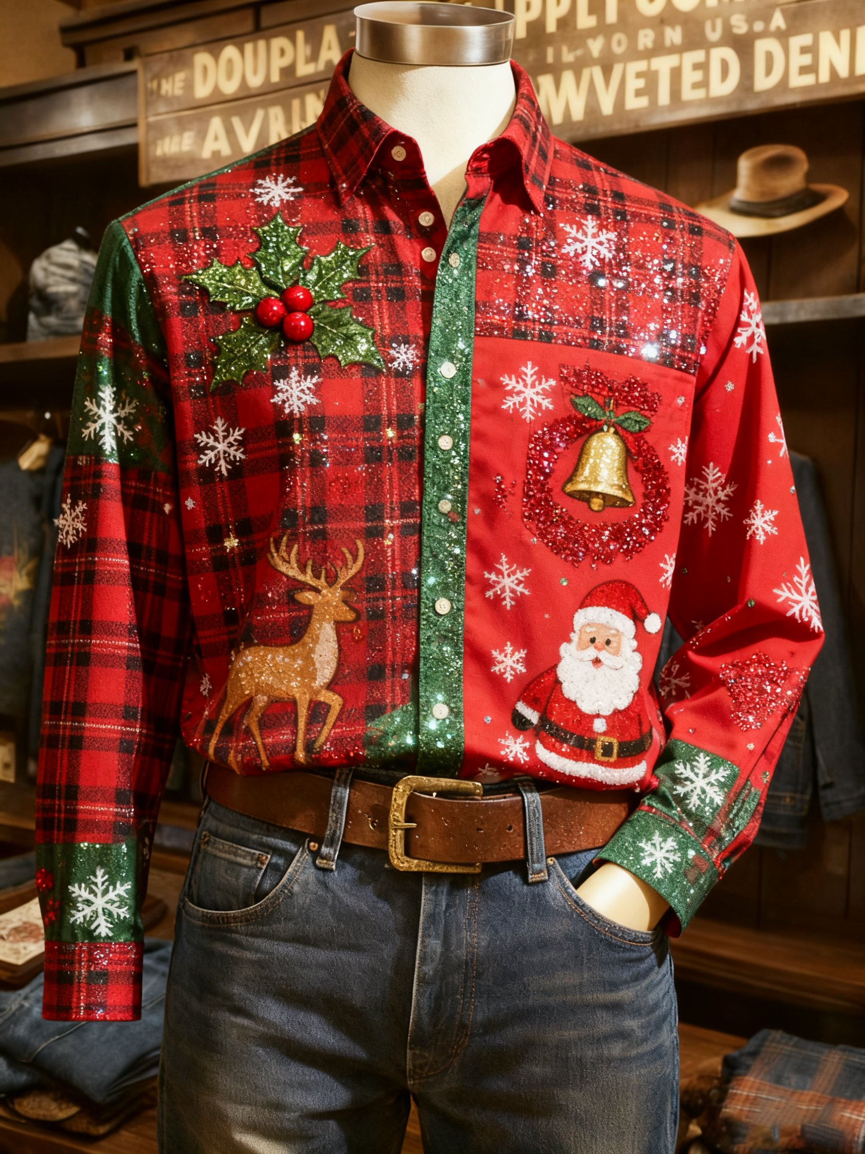 Camisa casual Christmas de manga larga para hombre