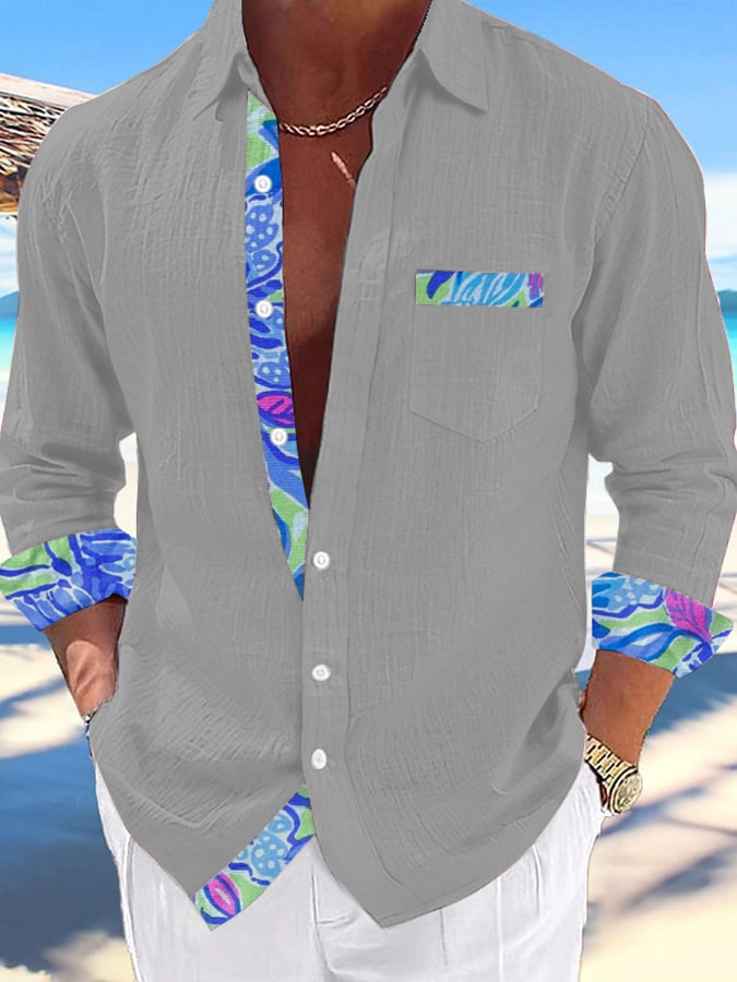 Camisa Hawaii estampado de moda Vacation And casual (With Pockets) para hombre