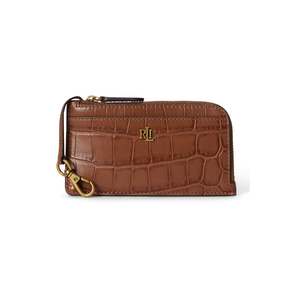 Croc-Embossed Leather L-Zip Card Case - 1