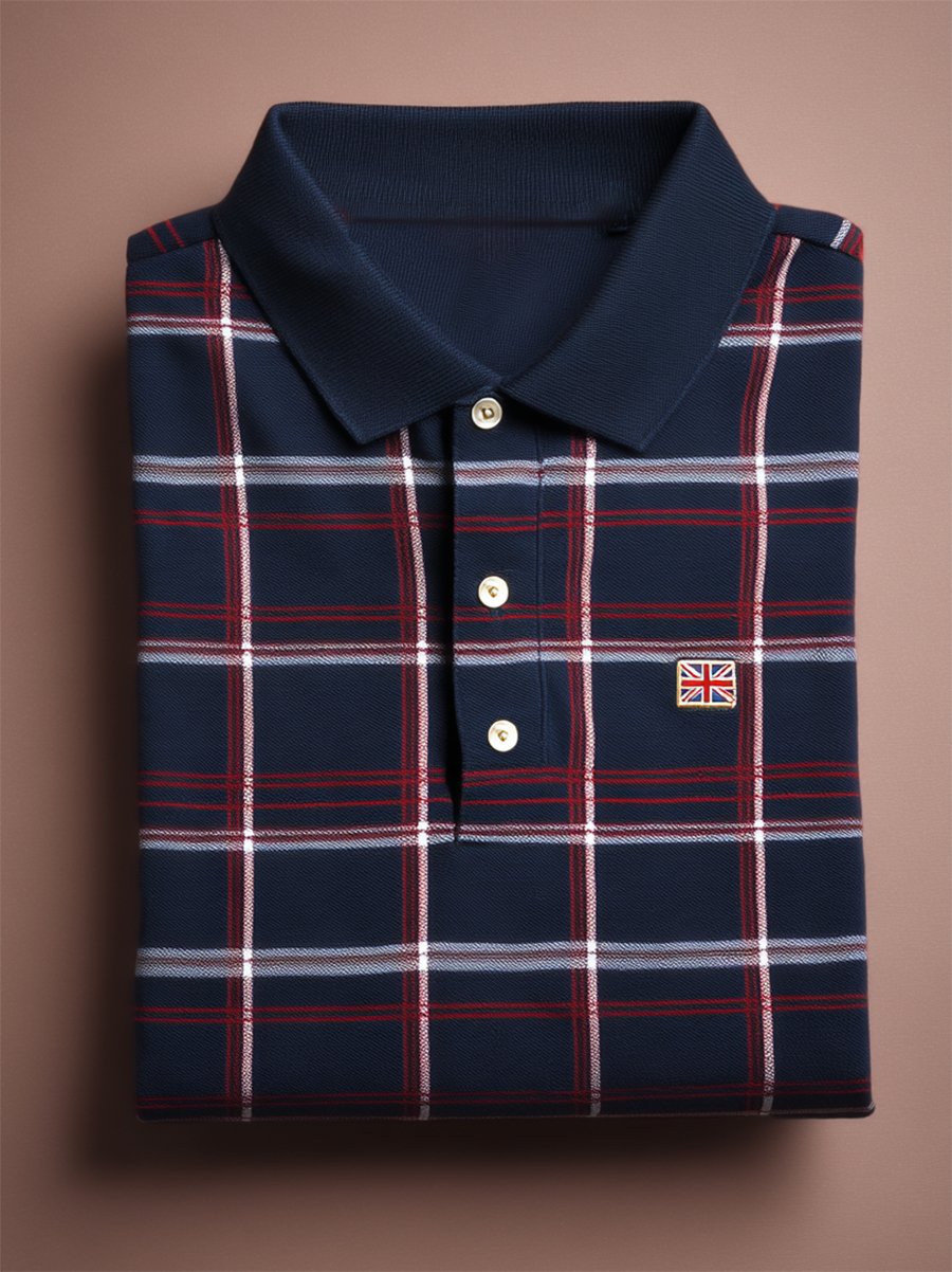 Camisa polo ejecutivo casual Union Jack Button de manga corta para hombre