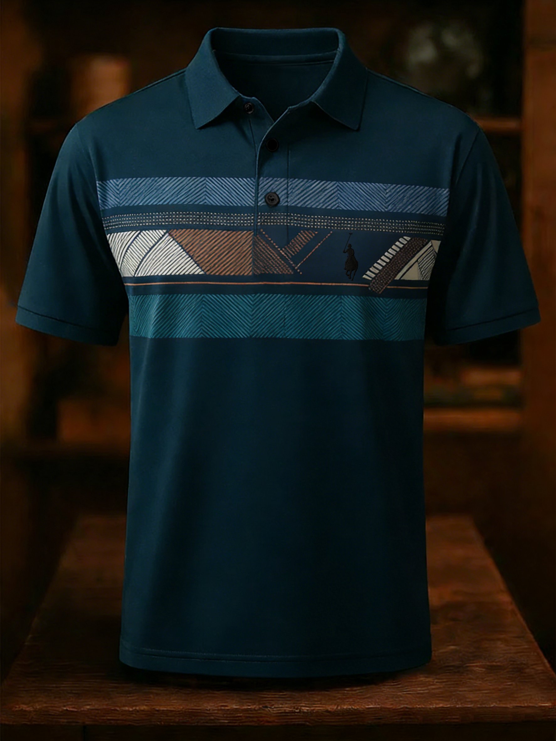 Camisa polo ejecutivo Style estampado de manga corta para hombre