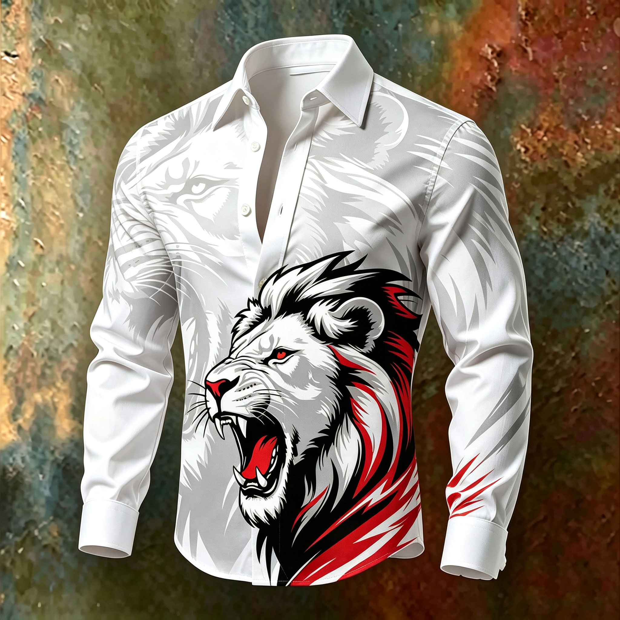 para hombre de manga larga camisa with Animal Print
