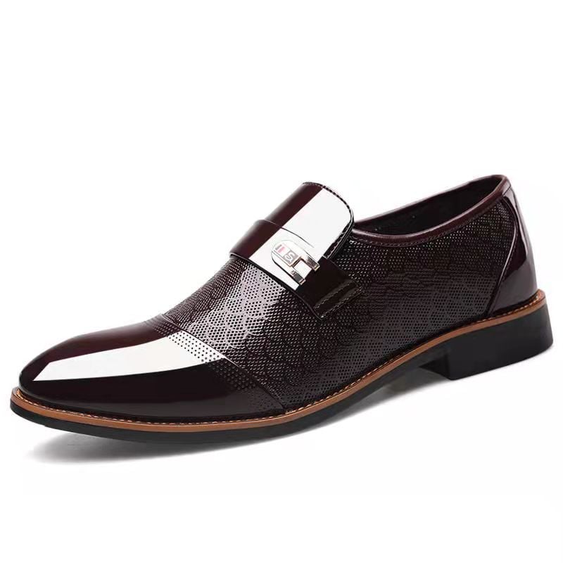Mocasines ejecutivo formal casual Embossed Patchpara trabajo Faux cuero Patant zapatos para hombre