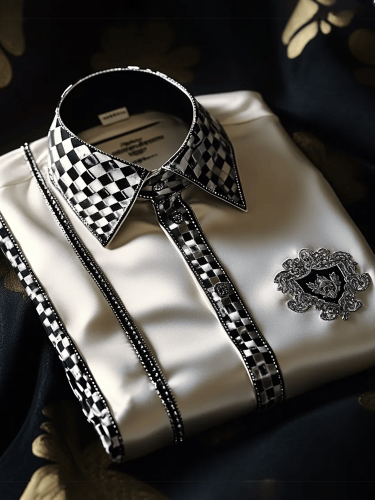 Camisa de lujo vintage de manga larga para hombre