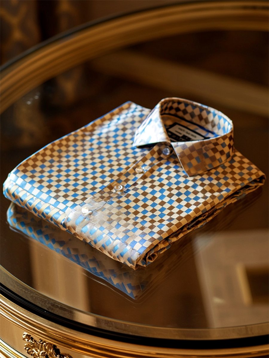 Camisa satén Luxe de manga larga con botones para hombre
