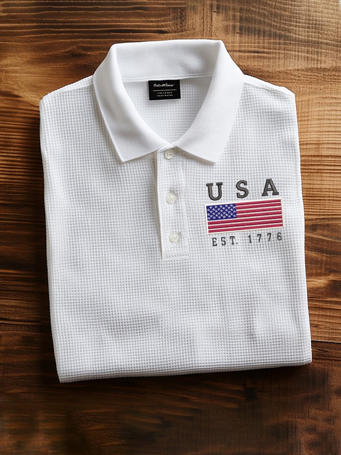 Camisa polo Independence Day Flag casual para hombre