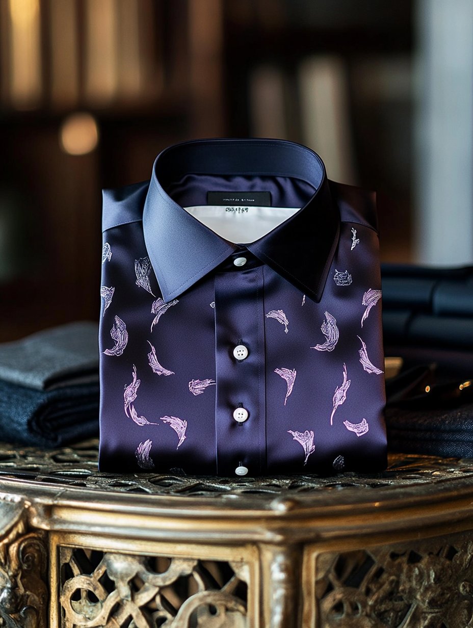 Camisa de lujo seda ejecutivo clásico de manga larga para hombre