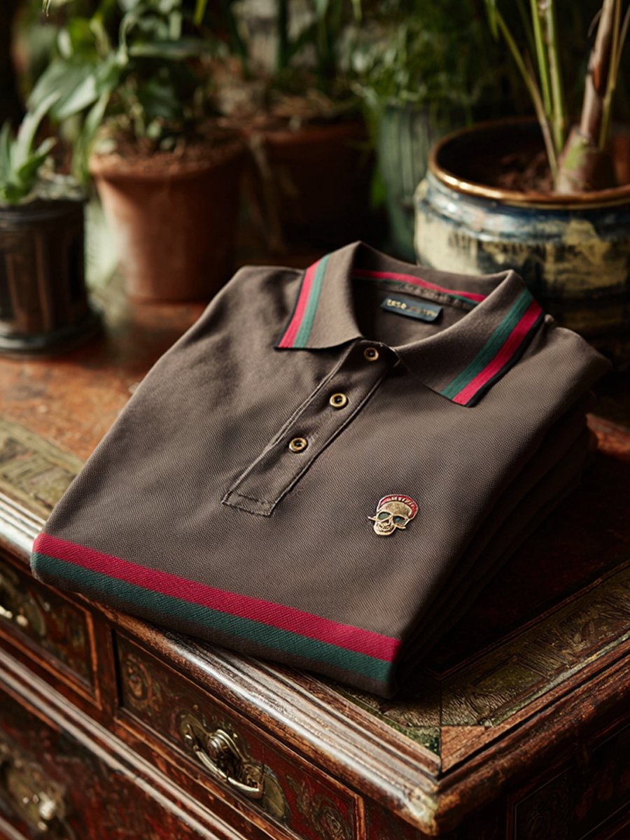 Camisa polo a rayas ejecutivo casual de manga corta para hombre