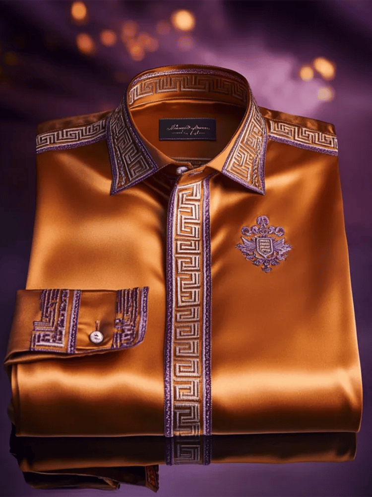 Camisa satén Luxe de manga larga con botones para hombre