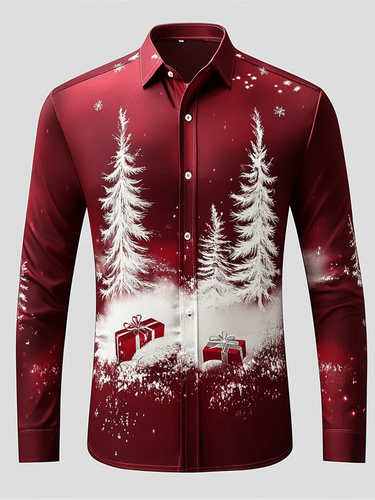 Camisa seda de lujo Christmas ejecutivo de manga larga para hombre