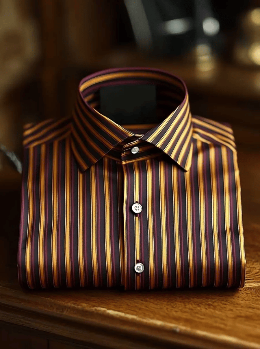 Camisa satén de lujo ejecutivo a cuadros de manga larga para hombre