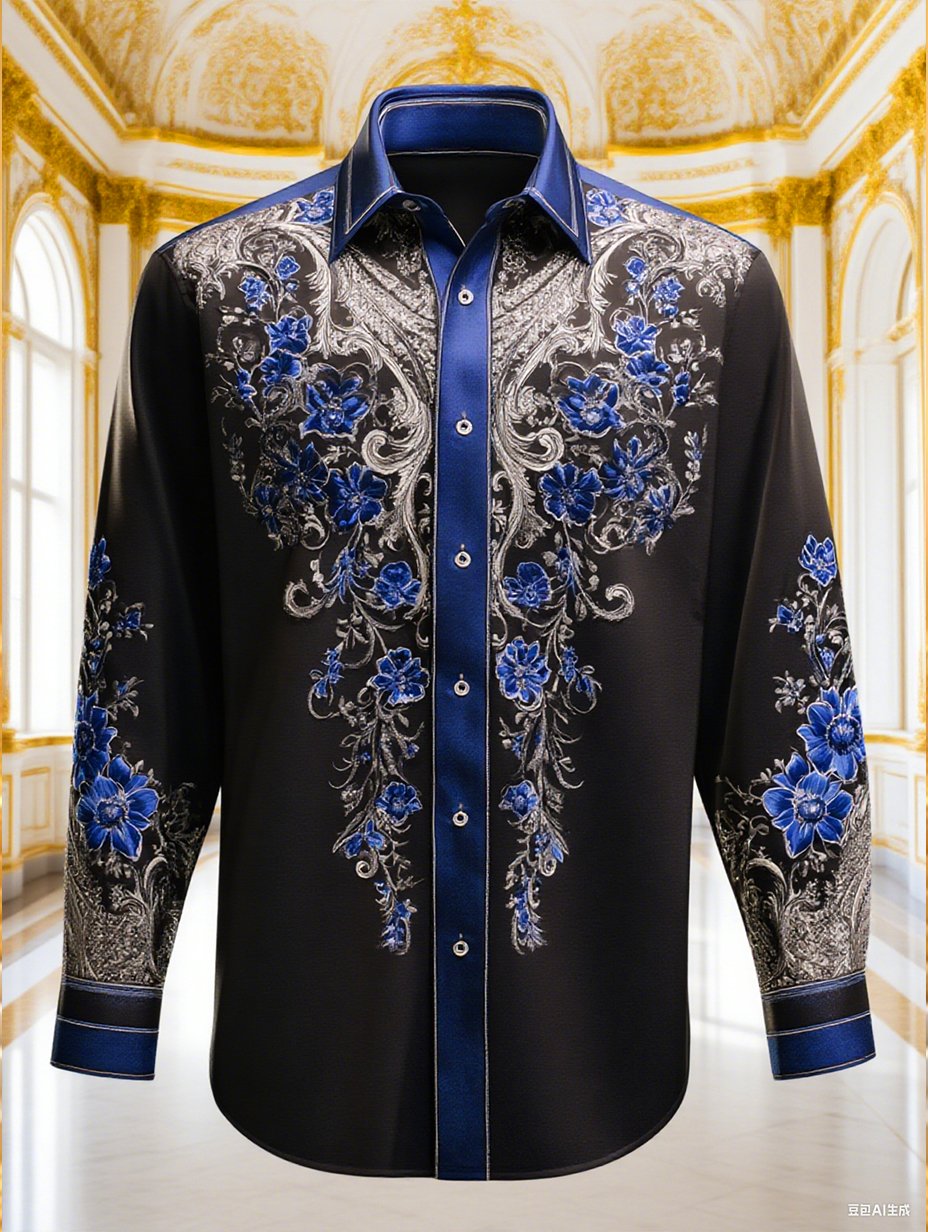 Camisa satén Luxe de manga larga con botones para hombre