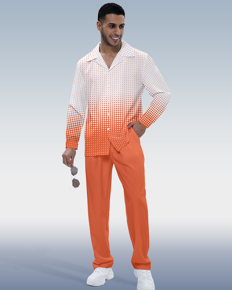Orange Ombre estampado Two-Piece de manga larga Walking Set 220 para hombre