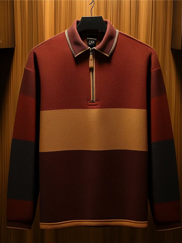 Camisa polo ejecutivo clásico rayas estampado cierre para hombre