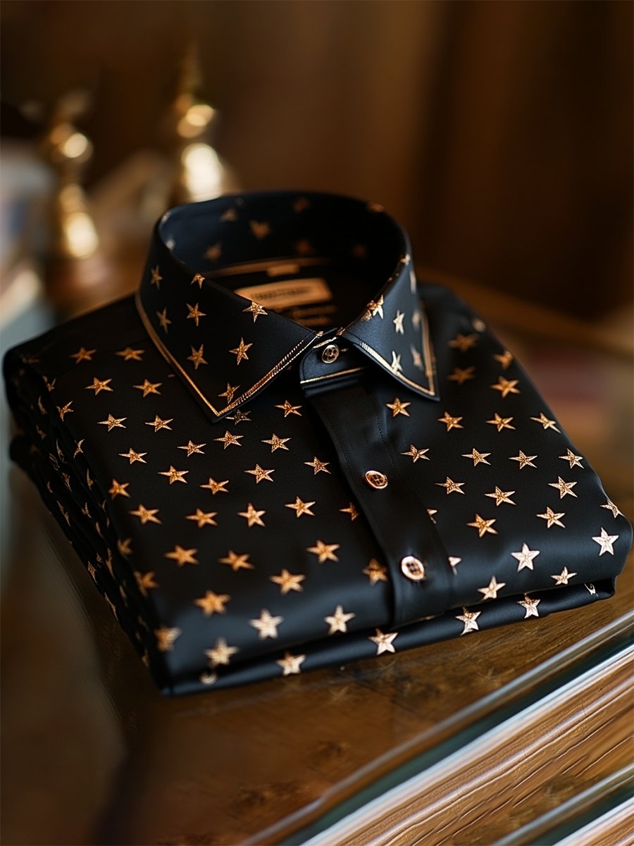 Camisa satén Luxe de manga larga con botones para hombre
