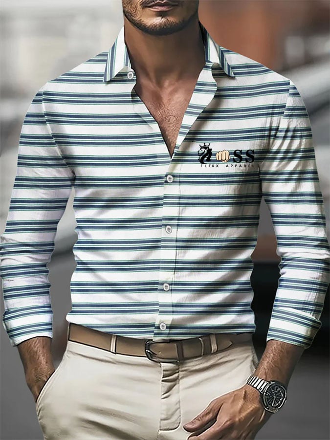 Camisa casual ejecutivo LOGO design estampado de manga corta para hombre
