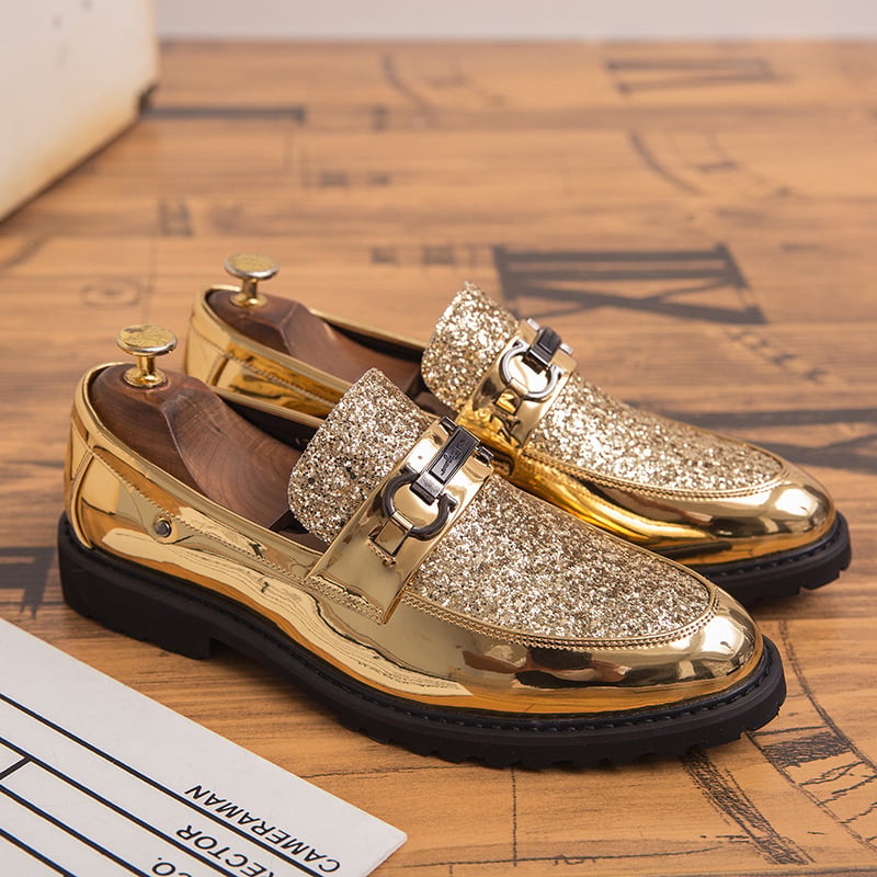 Zapatos British de moda Matching Sequin ejecutivo Dress cuero
