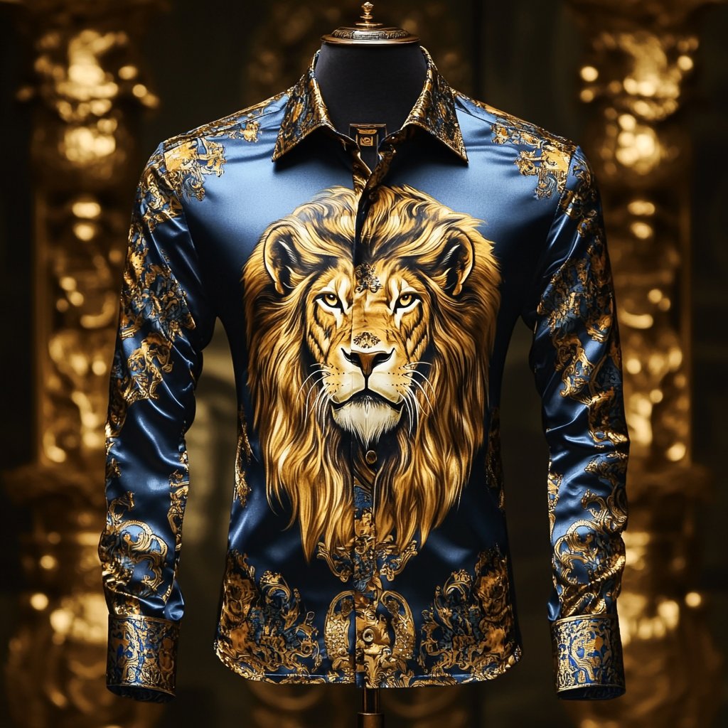 Camisa de lujo de manga larga with Beast estampado para hombre